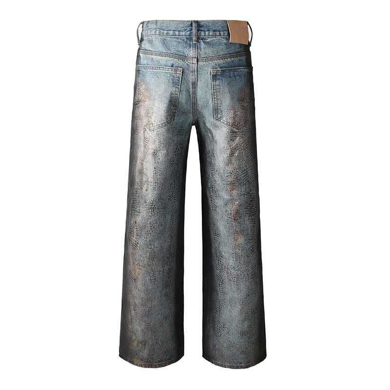 Mens trendy purple jeans, 100% cotton Jeans Rhinestones #102