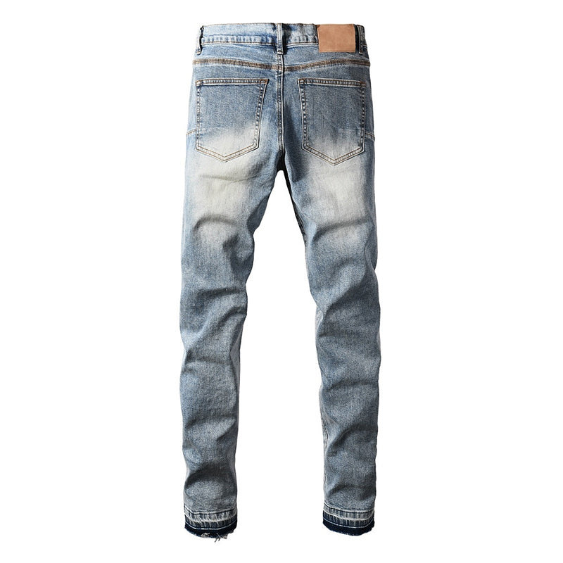 Mens trendy purple jeans, 100% cotton Rhinestones #9132