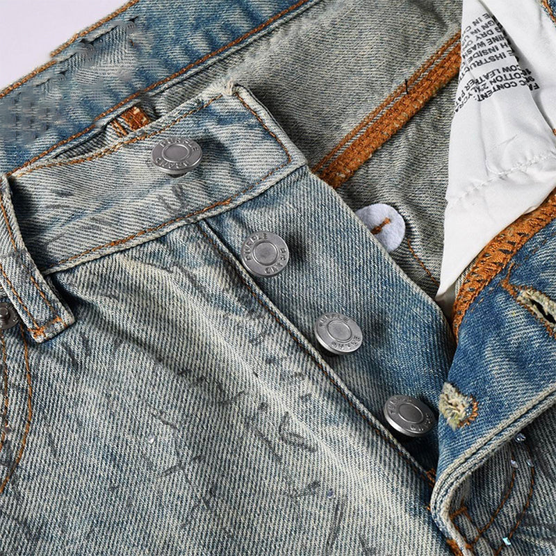 Mens trendy purple jeans, 100% cotton Rhinestones #107