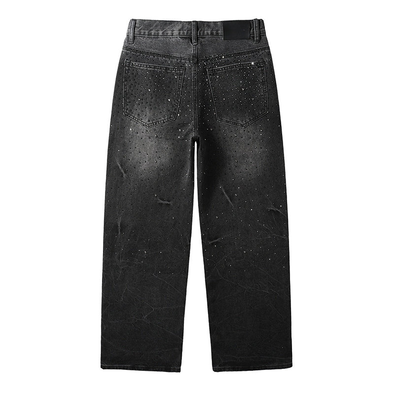 Mens trendy purple jeans, 100% cotton Rhinestones #105