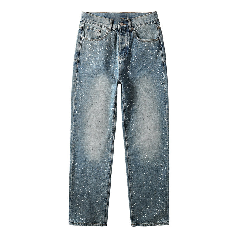 Mens trendy purple jeans, 100% cotton Rhinestones #9126