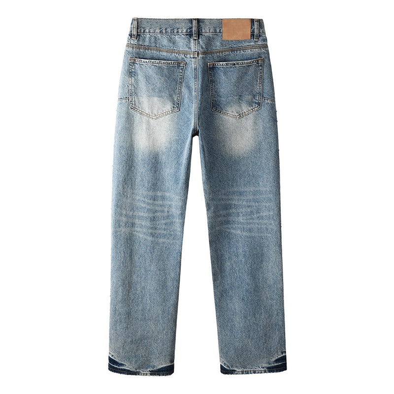 Mens trendy purple jeans, 100% cotton Jeans Rhinestones #9137