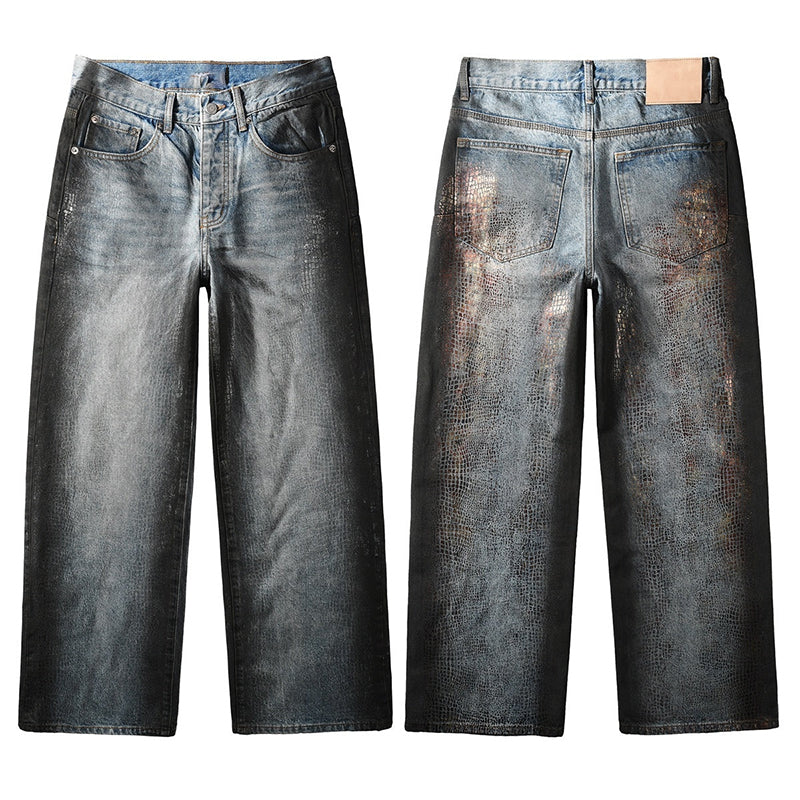 Mens trendy purple jeans, 100% cotton Jeans Rhinestones #102