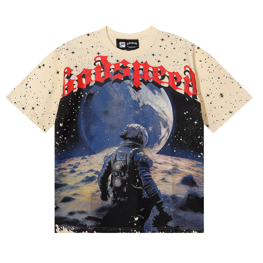 Godspeed T Shirts Astronaut Earth Gypsy Printing Cotton Casual Short Sleeve Men and Women