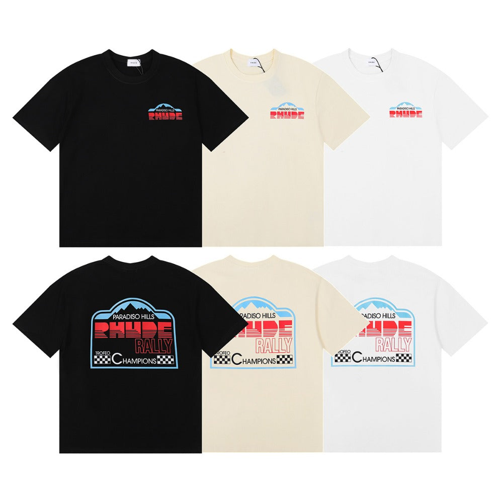 Rhude T Shirt Alphabet Slogan Printed Short Sleeve T-Shirt