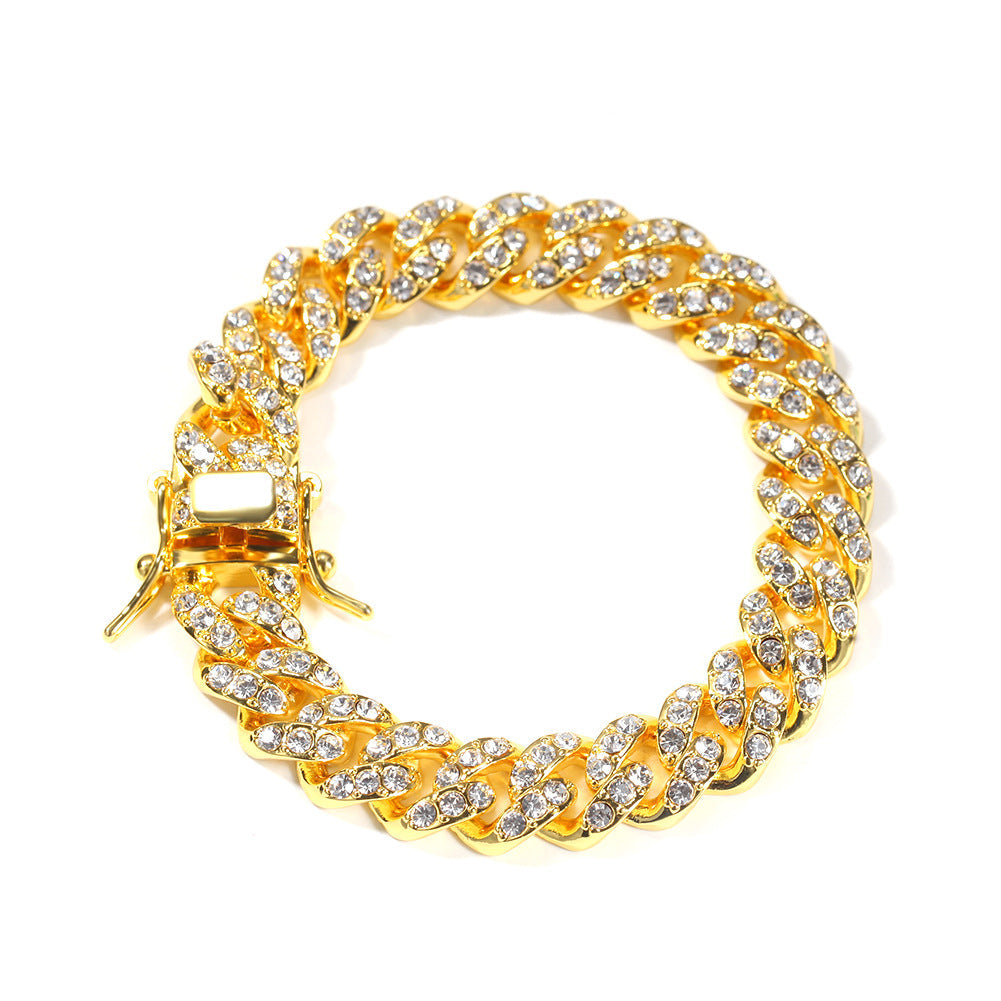Bracelet Hip Hop Alloy Diamond Cuban Bracelet St. Valentine's Spectrum