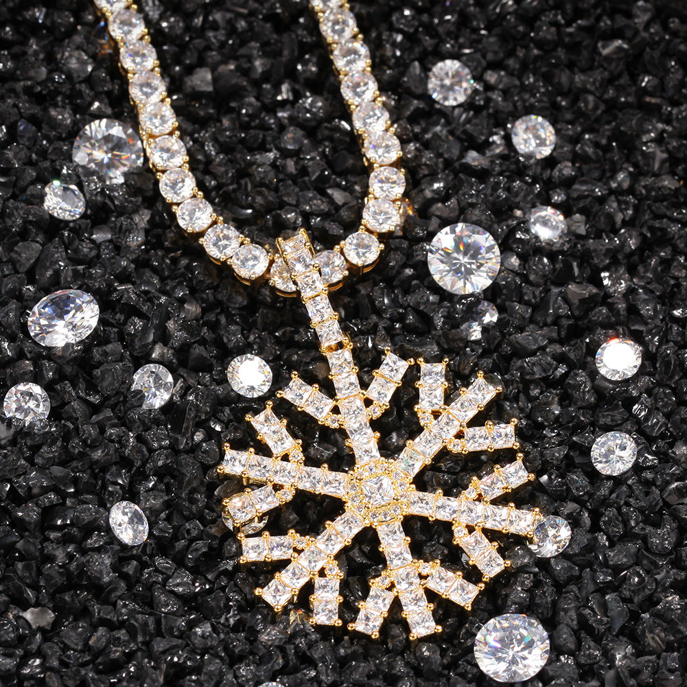 Jewelry Christmas Snowflake Pendant Copper Zircon Snowflake Jesus Pieces Spectrum