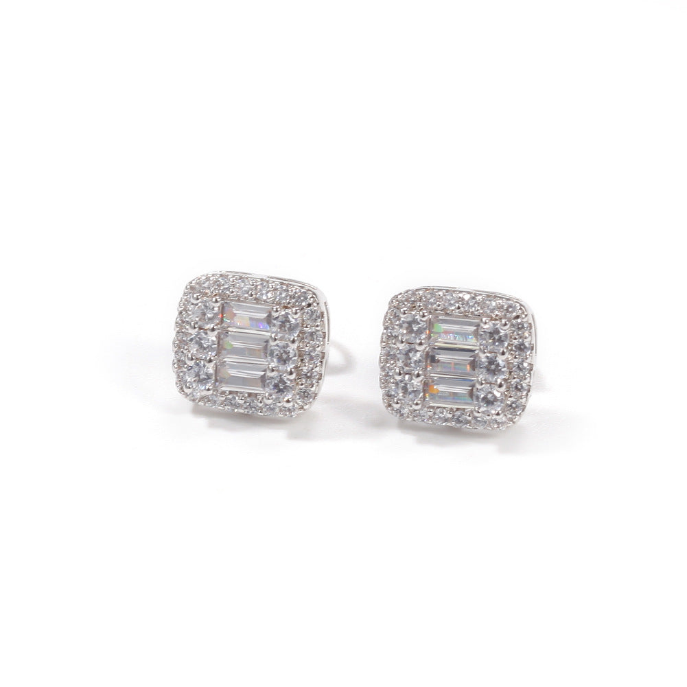Earrings Zircon Square Earrings Spectrum