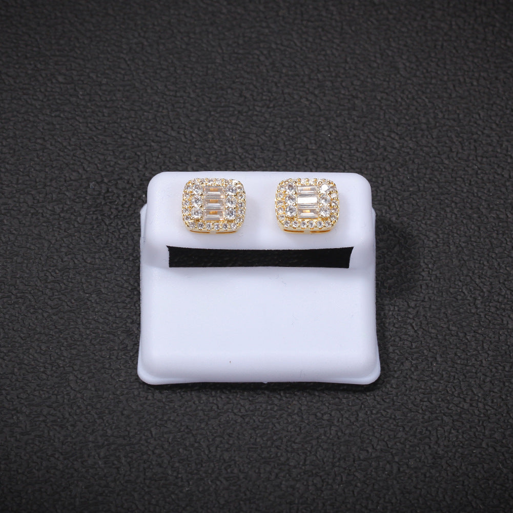 Earrings Zircon Square Earrings Spectrum