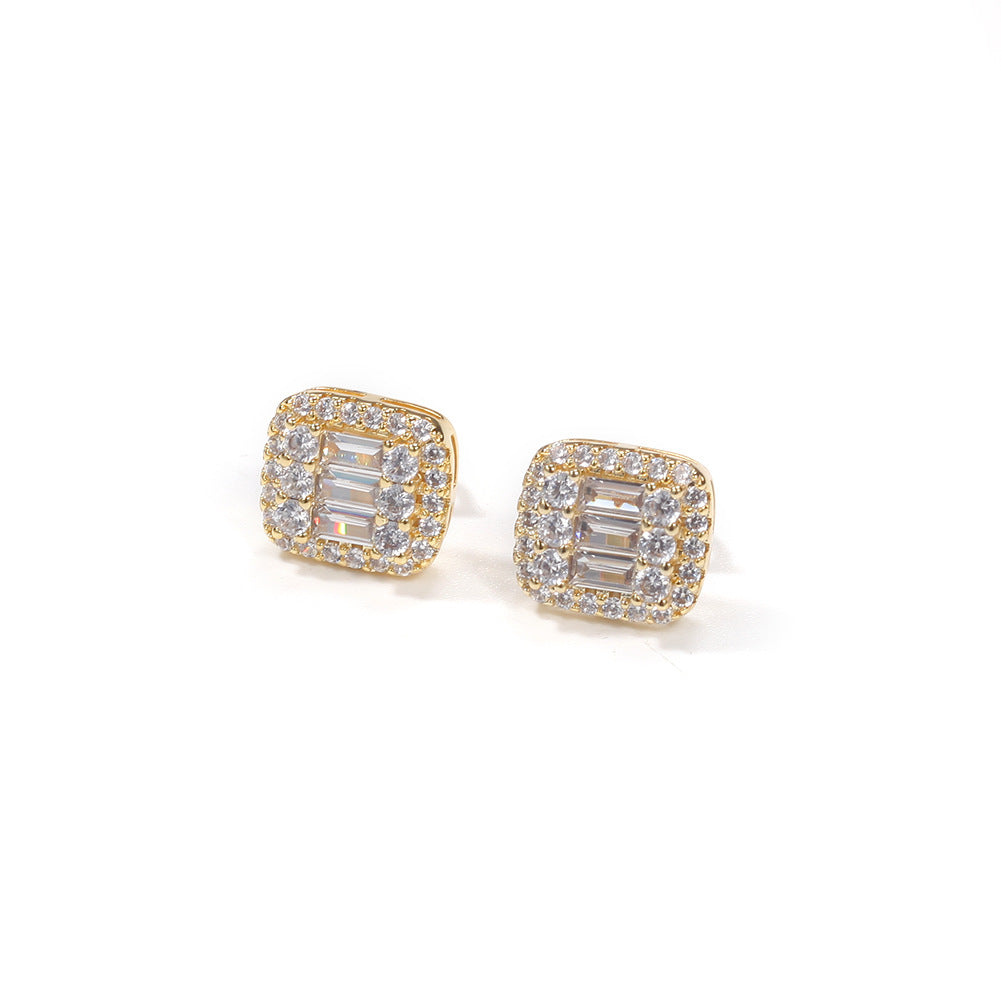 Earrings Zircon Square Earrings Spectrum