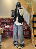Men Jeans Vintage Jeans Men's Straight Loose Oversize Wide Leg Pants