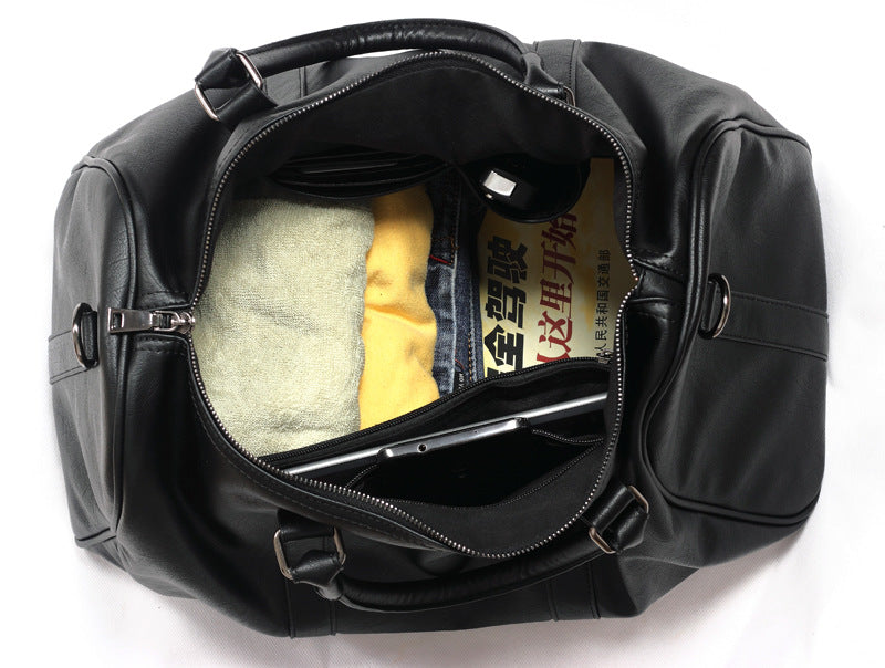 Leather duffel bag men's travel bag large capacity portable messenger bag casual