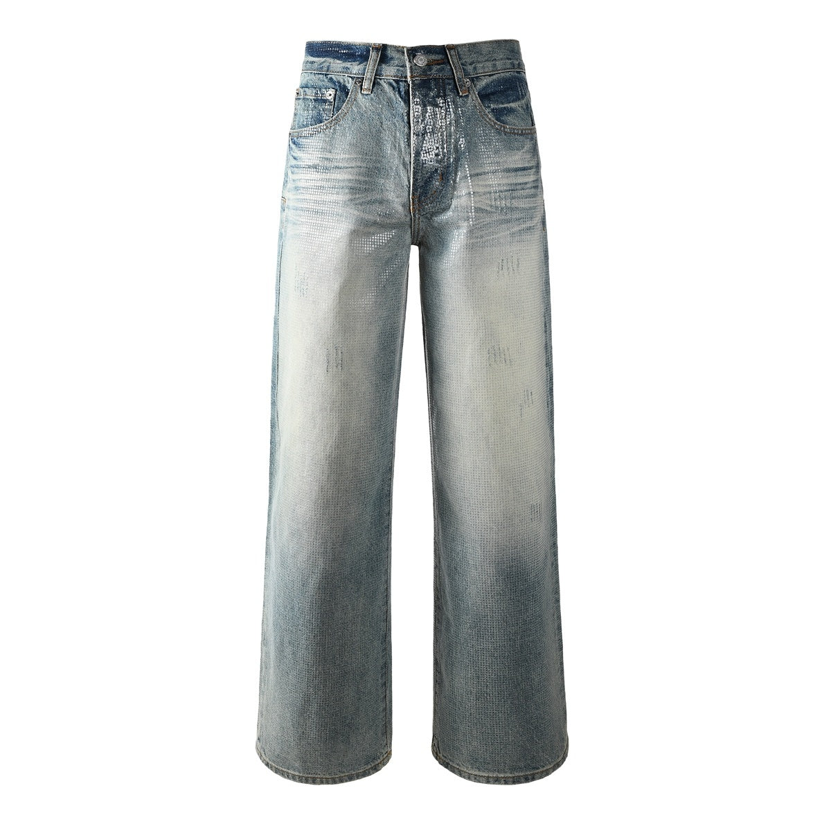 Mens trendy purple jeans, 100% cotton Jeans Rhinestones #103