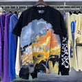 Godspeed t Shirts Los Angeles Hollywood Hills Fire Print Cotton Casual Short Sleeve Men and Women