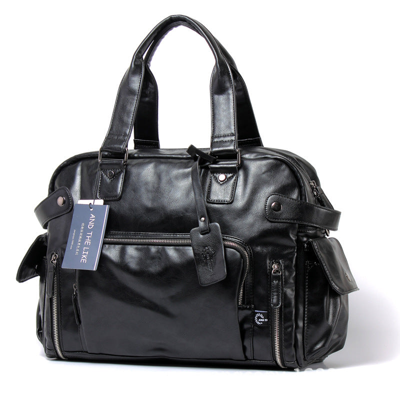 Leather duffel bag men's travel bag large capacity portable messenger bag leisure travel shoulder bag luggage bag