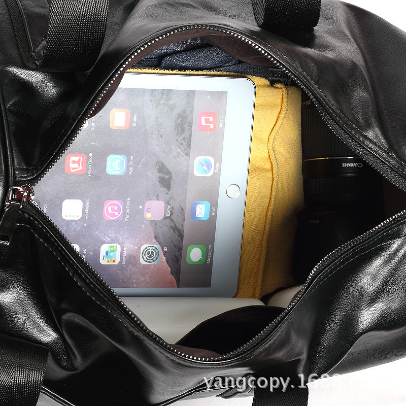 Leather duffel bag men's travel bag large capacity portable messenger bag casual