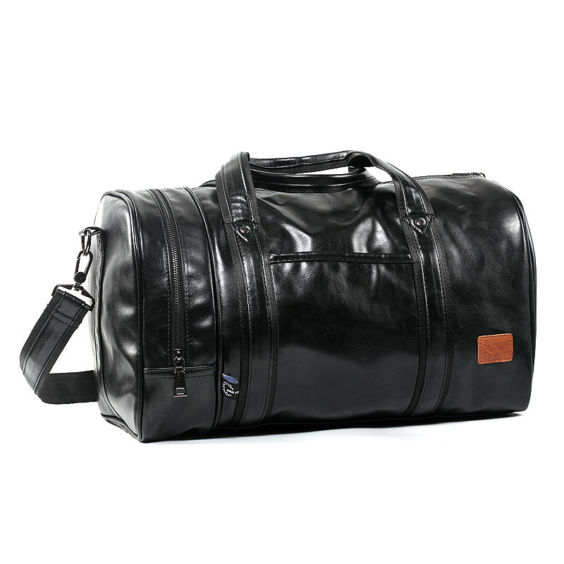 Leather duffel bag men's travel bag large capacity portable messenger bag casual