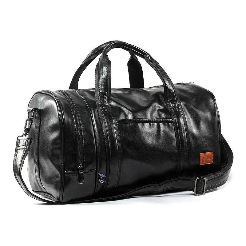 Leather duffel bag men's travel bag large capacity portable messenger bag casual