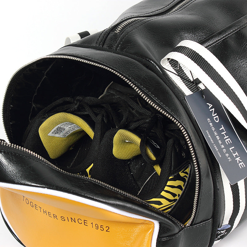 Leather duffel bag shoulder messenger bag sports bag men's fitness bag women's portable fitness bag training bag