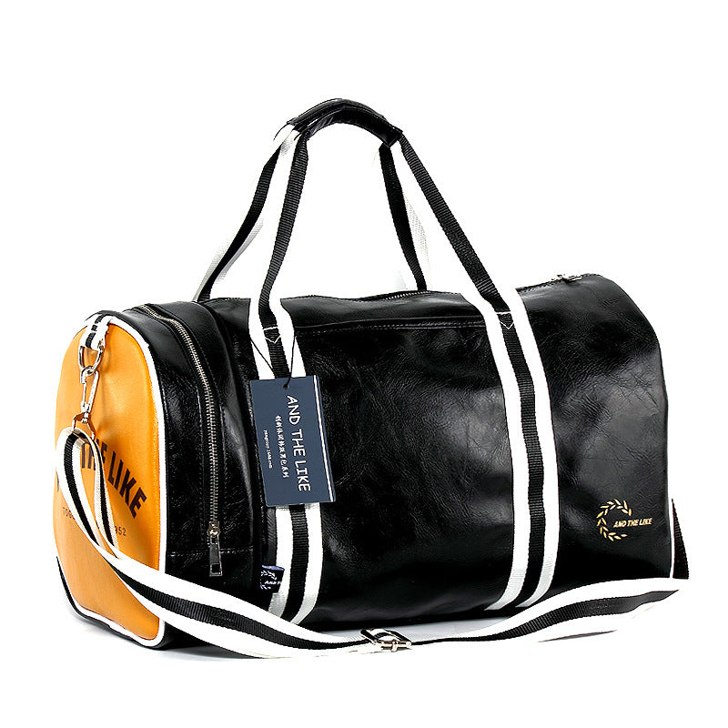 Leather duffel bag shoulder messenger bag sports bag men's fitness bag women's portable fitness bag training bag