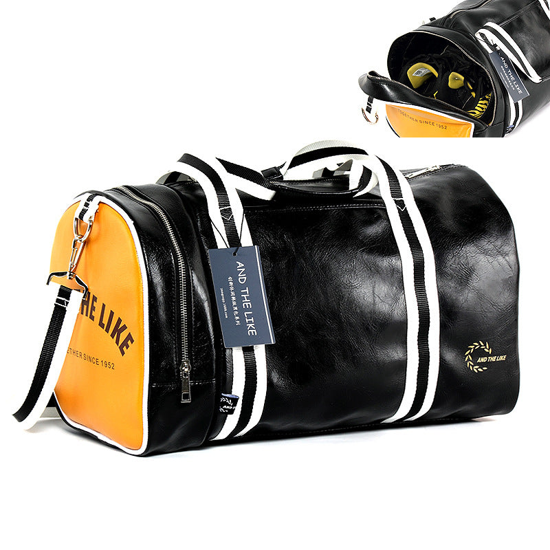 Leather duffel bag shoulder messenger bag sports bag men's fitness bag women's portable fitness bag training bag