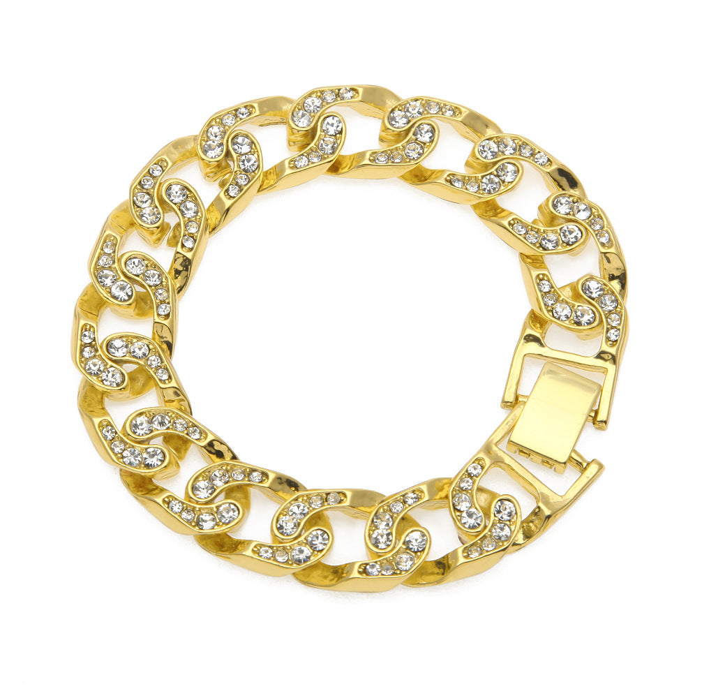 Bracelet Cuban Chain Miami Bracelet Gold Plated with Diamonds St. Valentine's Spectrum