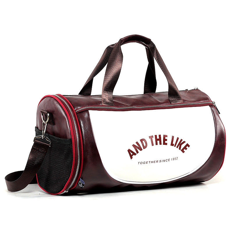 Leather duffel bag shoulder messenger bag travel bag sports bag men's fitness bag women's portable training bag