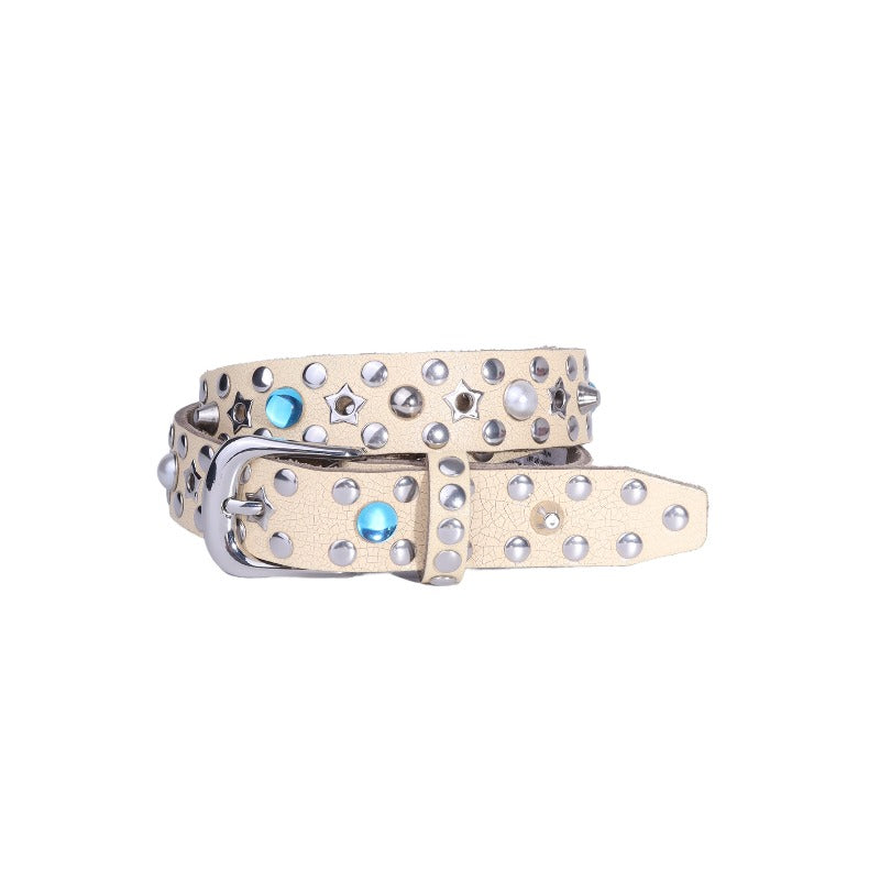 Hip-hop punk rhinestone belt snakeskin pattern