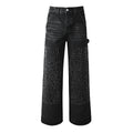 Mens trendy purple jeans, 100% cotton Rhinestones #104