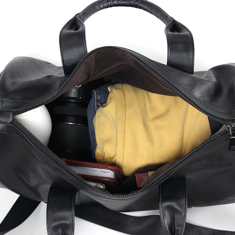 Leather duffel bag: men's travel bag, large capacity hand-to-hand crossbody bag, casual business trip shoulder bag, luggage bag