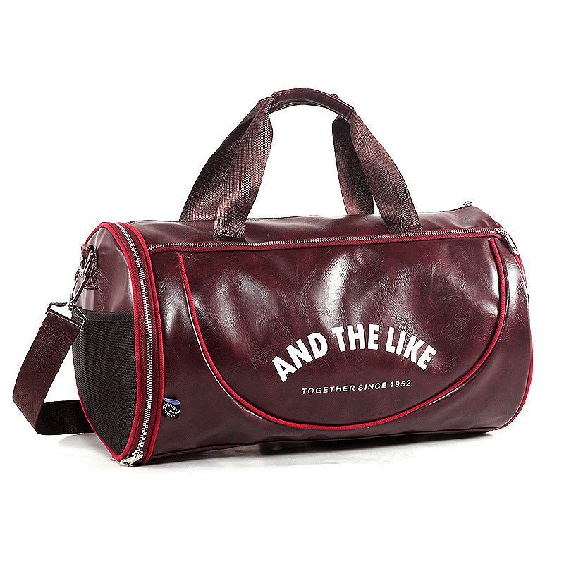 Leather duffel bag shoulder messenger bag travel bag sports bag men's fitness bag women's portable training bag