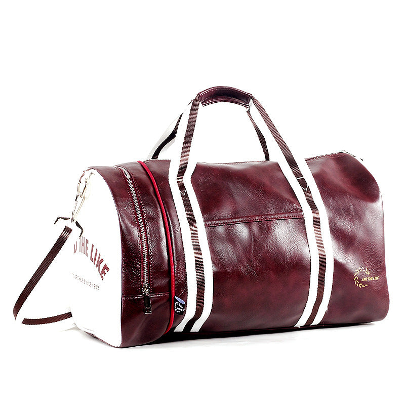 Leather duffel bag shoulder messenger bag sports bag men's fitness bag women's portable fitness bag training bag
