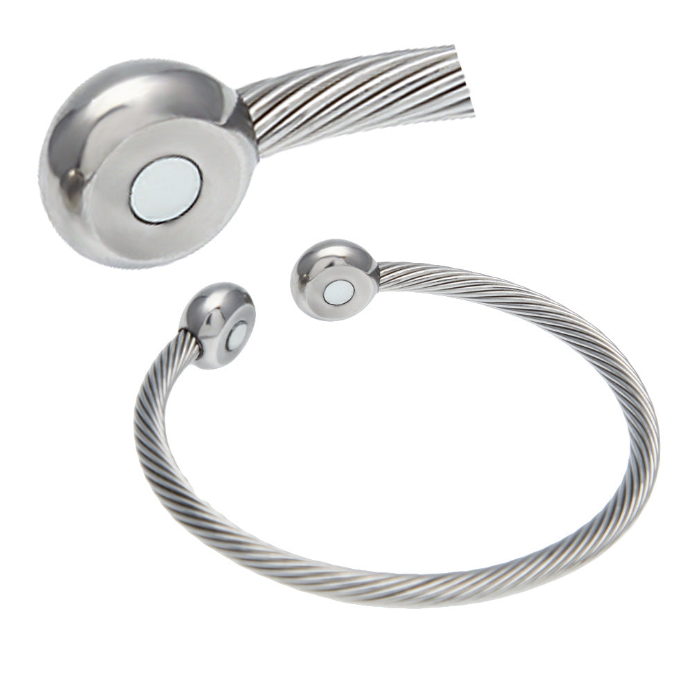 Bracelet Hip Hop Open Magnetic Bracelet Stainless Steel Health Germanium Bracelet Spectrum Royalty