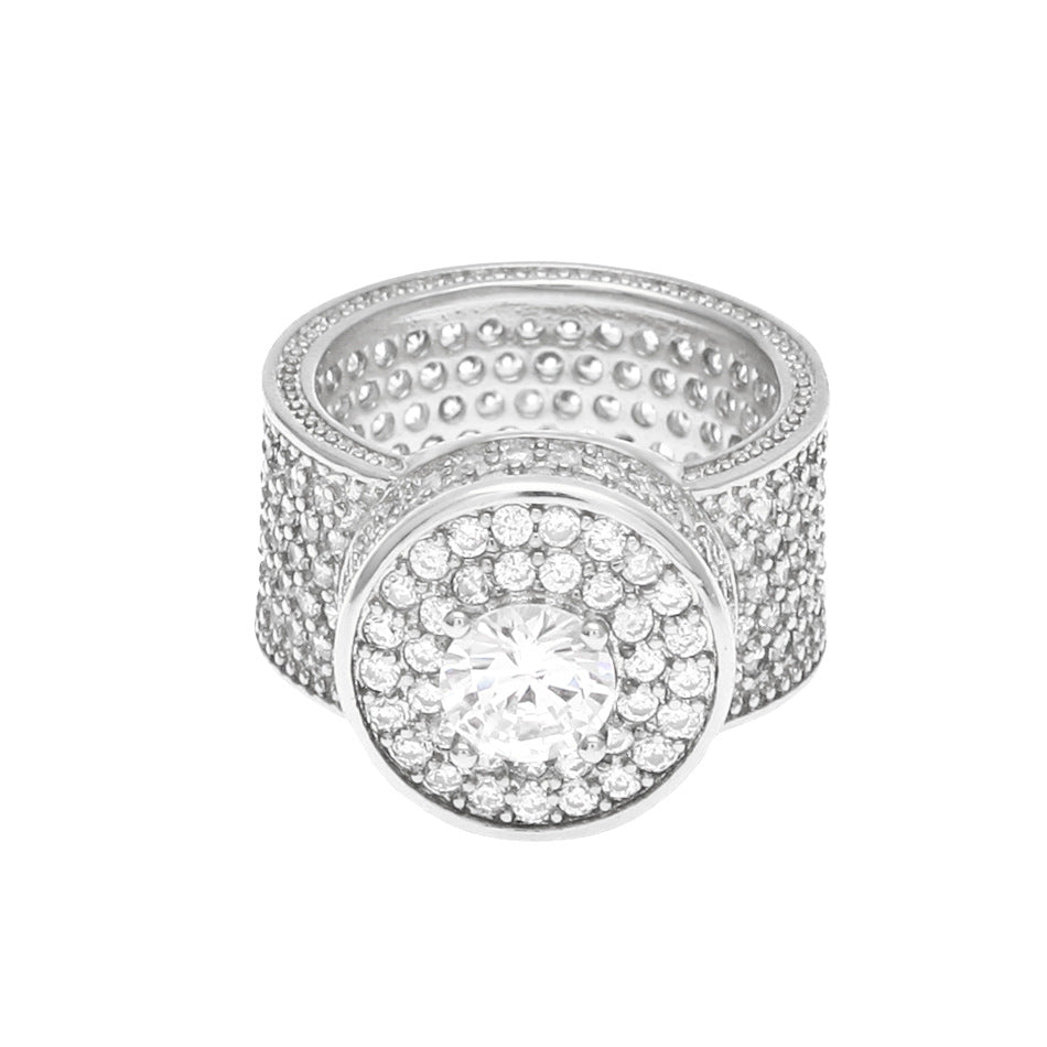 Rings Hip Hop Men's Cube Round Zircon St. Valentine's