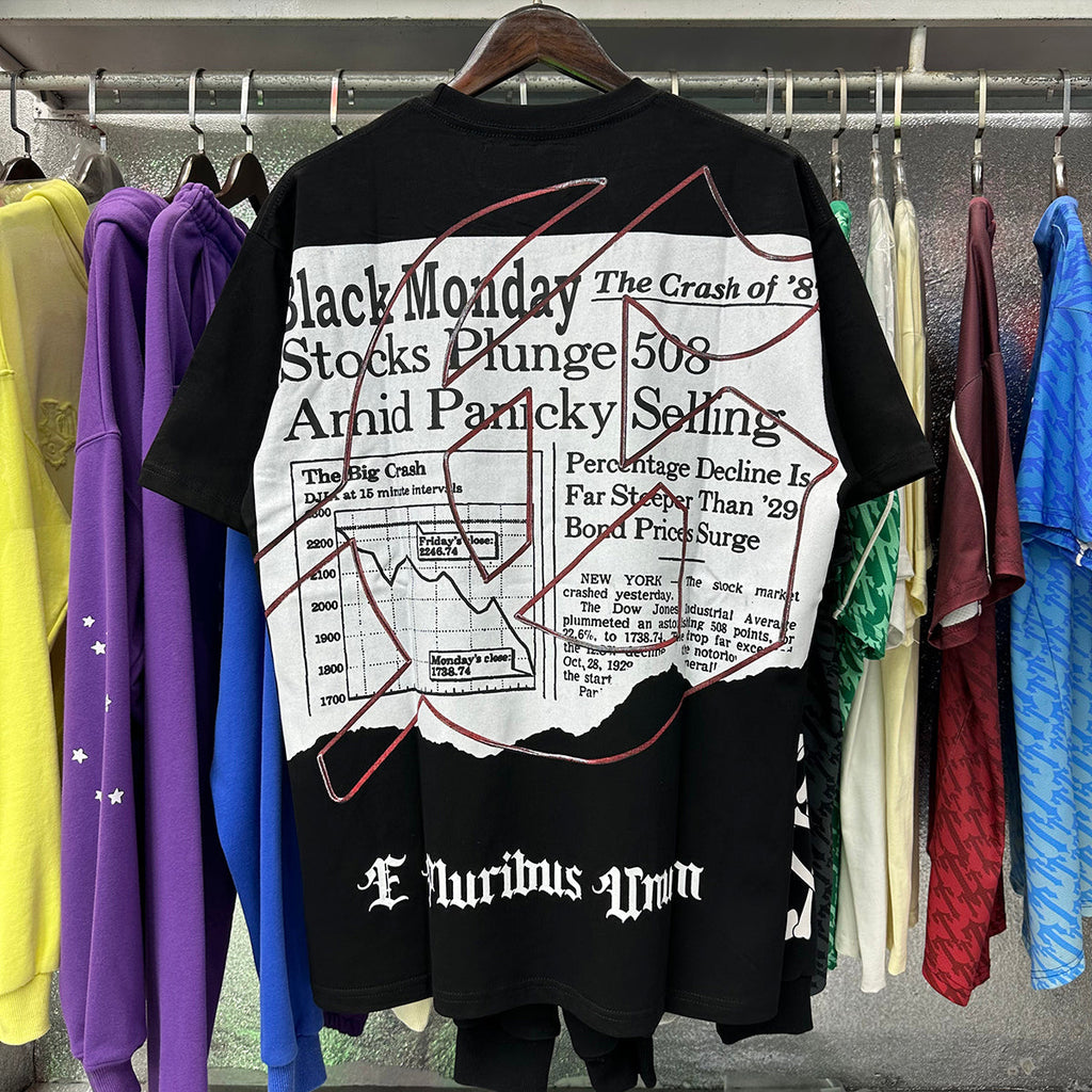 Godspeed T Shirts Newspaper Skull Printing Cotton Casual Short Sleeves Men and Women