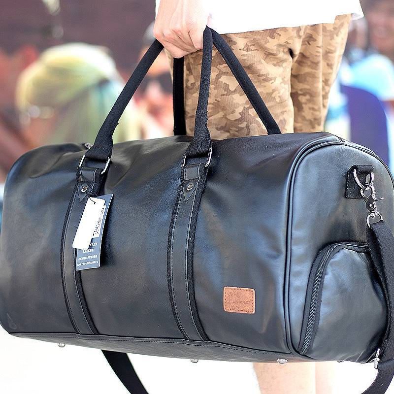 Leather duffel bag men's travel bag large capacity portable messenger bag casual