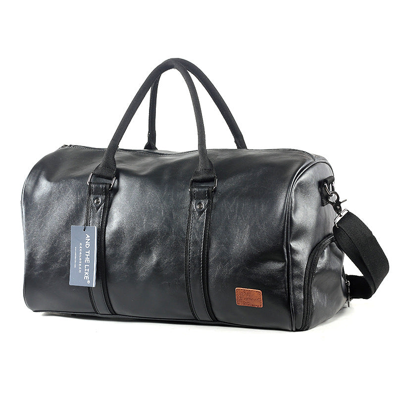 Leather duffel bag men's travel bag large capacity portable messenger bag casual
