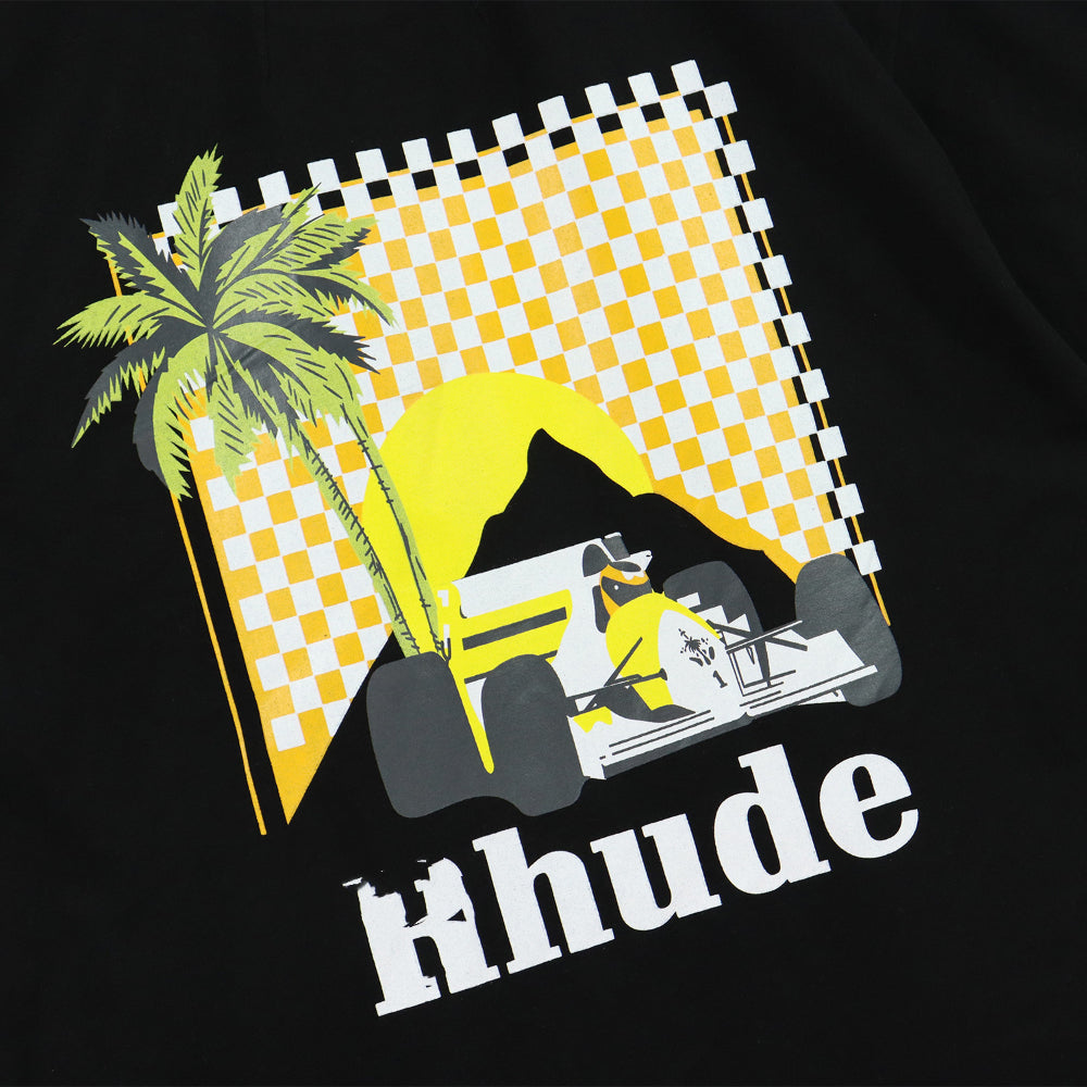 Rhude T Shirt Sunset Coconut Racing Printed Short Sleeve T-Shirt