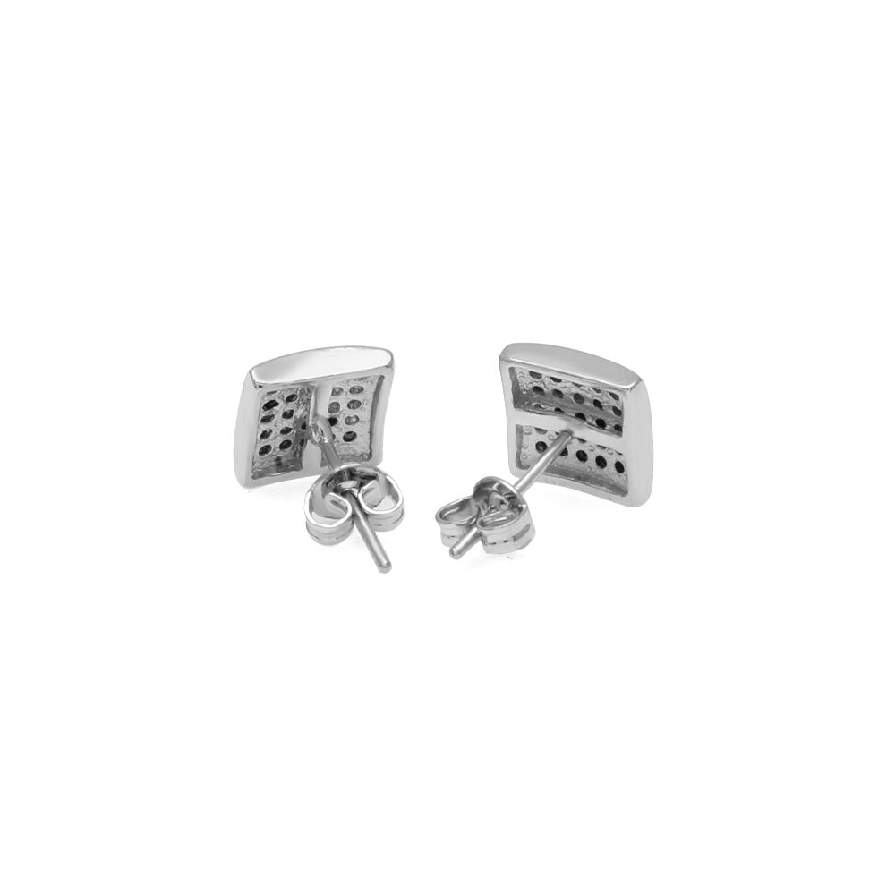 Earrings Hip Hop Zircon Square Earrings Spectrum