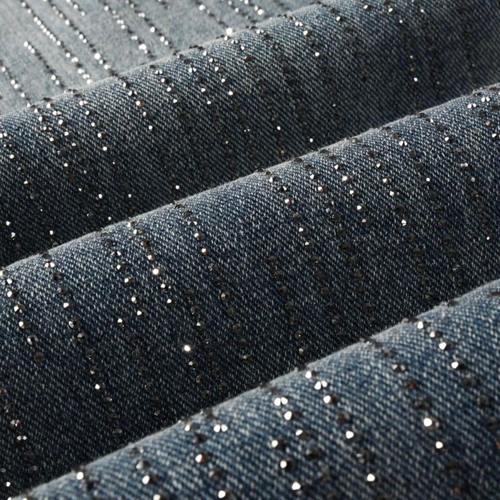 Mens trendy purple jeans, 100% cotton Jeans Rhinestones #9140