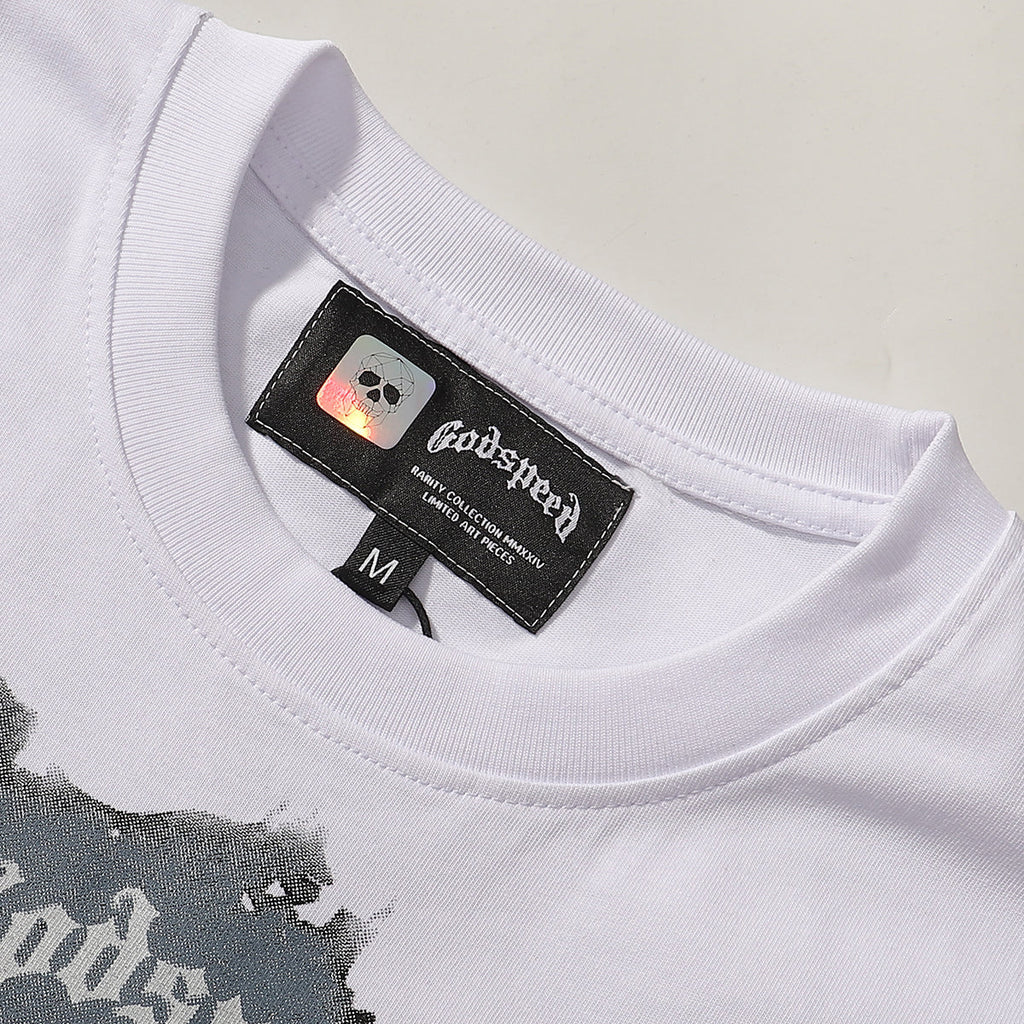 Godspeed t Shirts Los Angeles Hollywood Hills Fire Print Cotton Casual Short Sleeve Men and Women