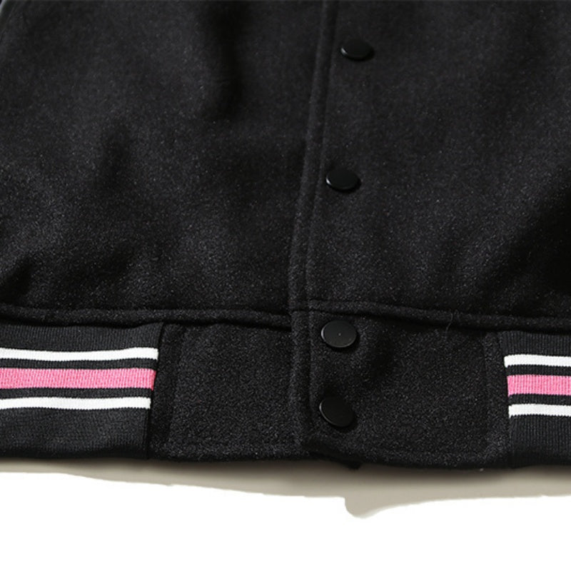 American-style baseball jacket American-style trendy high-street streetwear featuring back-panel graffiti, slogan, and lettering with intricate, high-density embroidery¡ªembodying the vibe aesthetic.