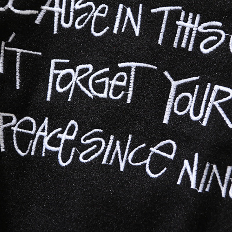 American-style baseball jacket American-style trendy high-street streetwear featuring back-panel graffiti, slogan, and lettering with intricate, high-density embroidery¡ªembodying the vibe aesthetic.