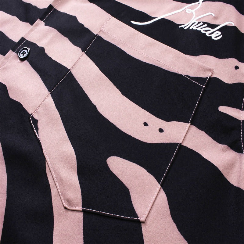 Rhude T Shirt Zebra Letter Embroidery Casual Short Sleeve Shirt, Shorts