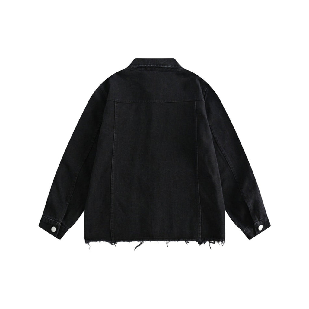 Unisex Jacket Retro Loose Black Denim Jacket Men and Women Couple Jacket