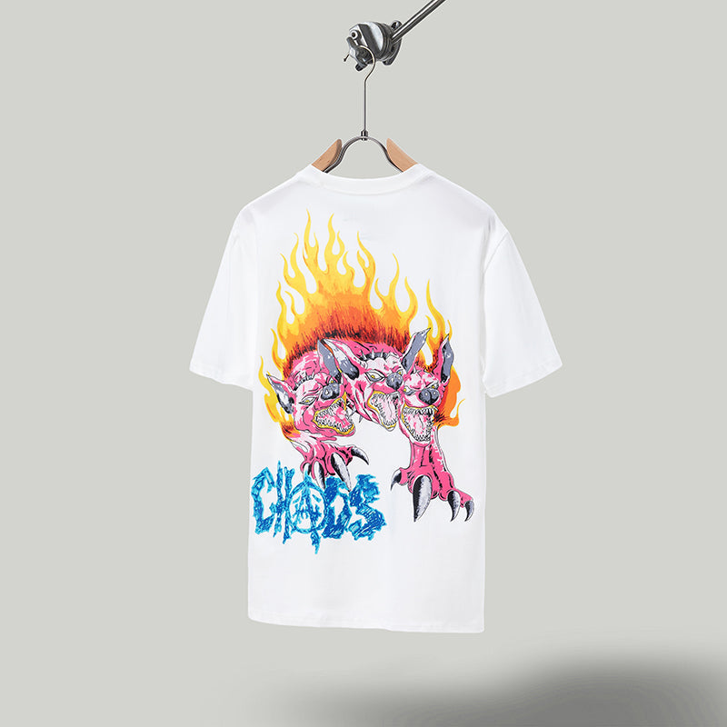 Travis Scott T Shirts Cactus Jack x Utopia Utopia joint name flame dog short sleeve