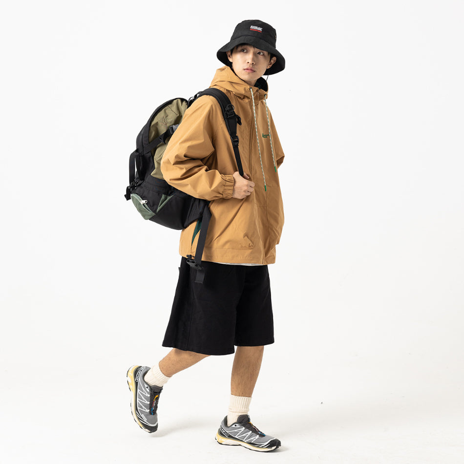 Unisex Jacket Vintage Color Matching Hooded Hooded Jacket Men's Jacket Coat