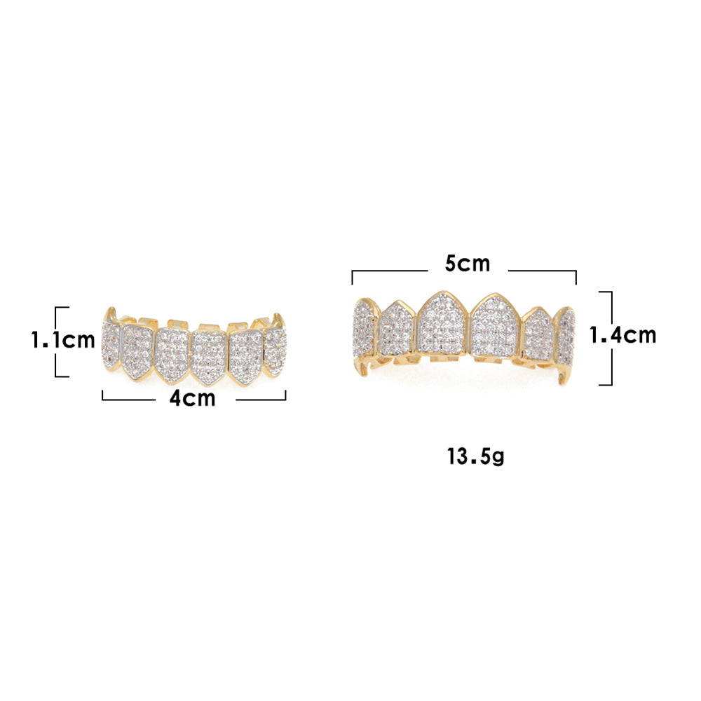 Grillz Electroplating Small Fangs Microinlaid Zircon Vampire teeth Royalty Spectrum