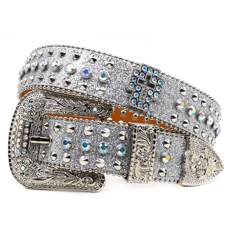 Hip-hop punk rhinestone belt y2k cross accessories