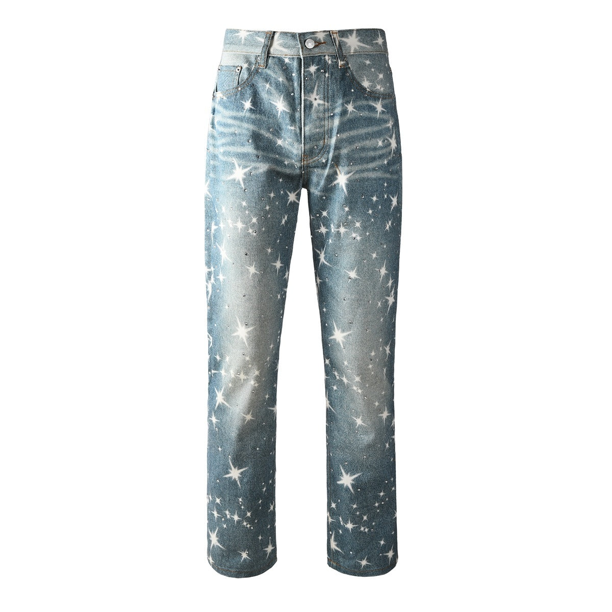 Mens trendy purple jeans, 100% cotton Jeans Rhinestones #9141